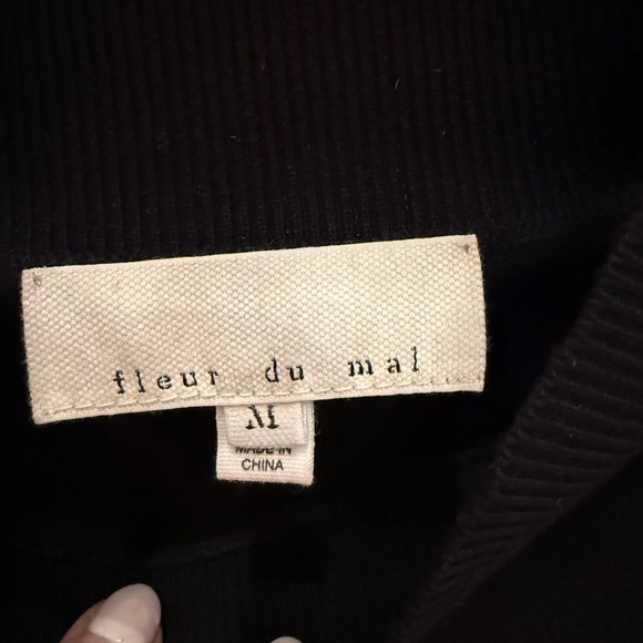 Fleur Du Mal Black Rose / Dagger Cropped Women's Knit Top Size M - Picture 7 of 7